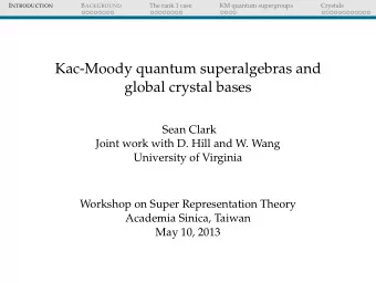 Kac-Moody quantum superalgebras and  global crystal bases  Sean Clark  Joint work with D. Hill and