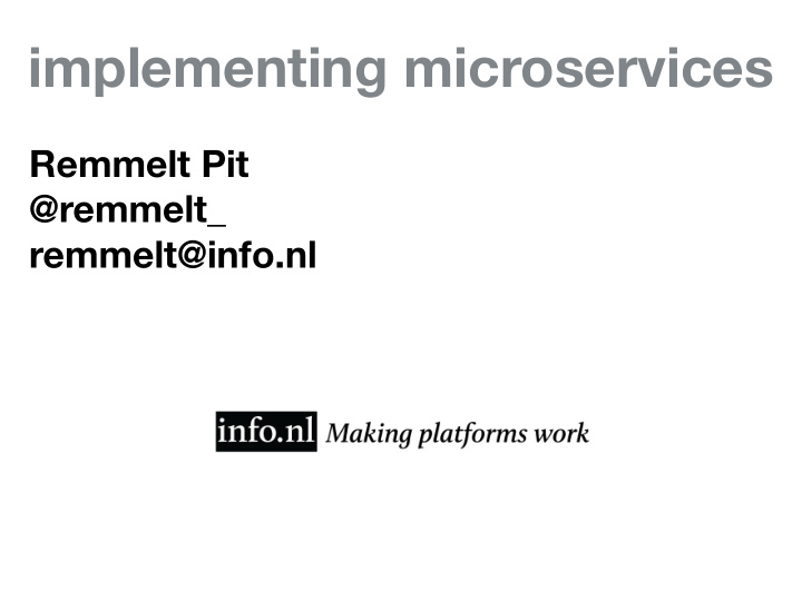 implementing microservices