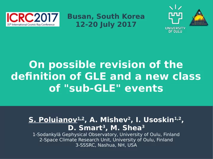 on possible revision of the defjnition of gle and a new