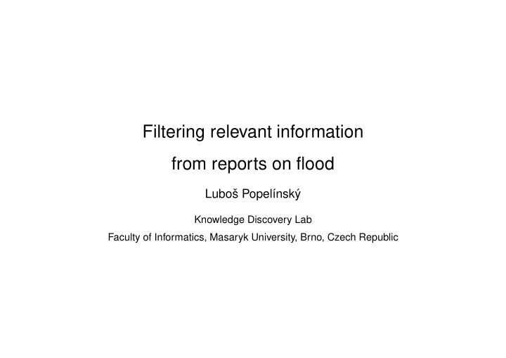 filtering relevant information from reports on flood
