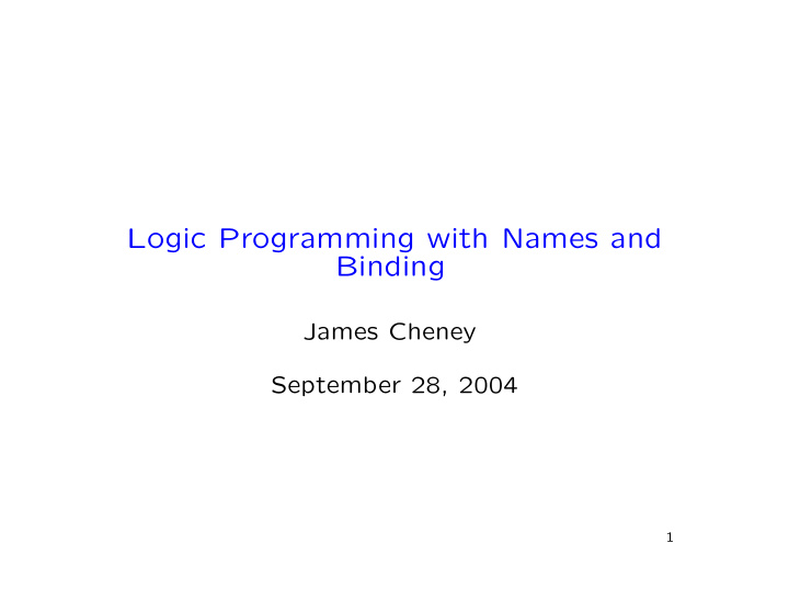 logic programming with names and binding