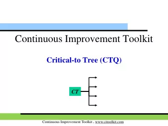 Continuous Improvement Toolkit  Critical-to Tree (CTQ)  CT Continuous Improvement Toolkit .