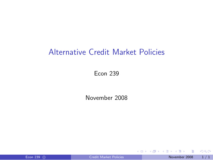 alternative credit market policies