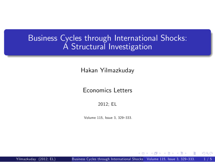 business cycles through international shocks a structural