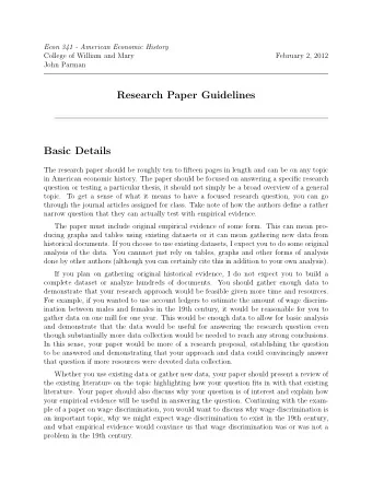 Research Paper Guidelines  Basic Details  The research paper should be roughly ten to fifteen pages
