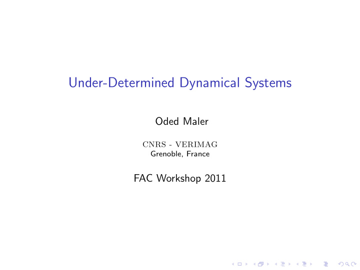 under determined dynamical systems