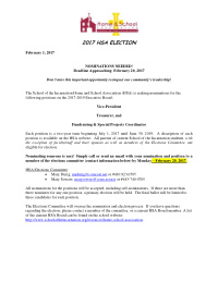 2017 hsa election february 1 2017 nominations needed