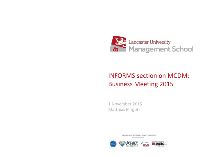 informs section on mcdm business meeting 2015