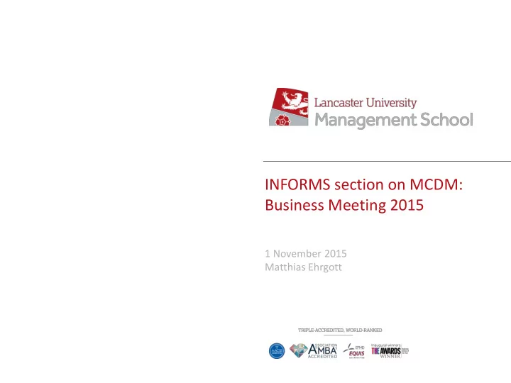informs section on mcdm business meeting 2015