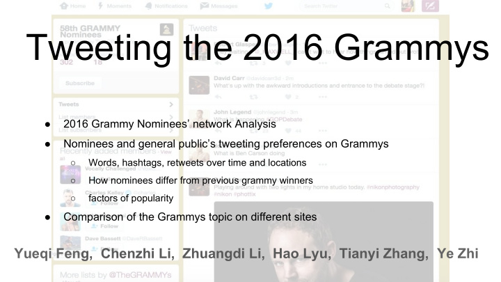 tweeting the 2016 grammys