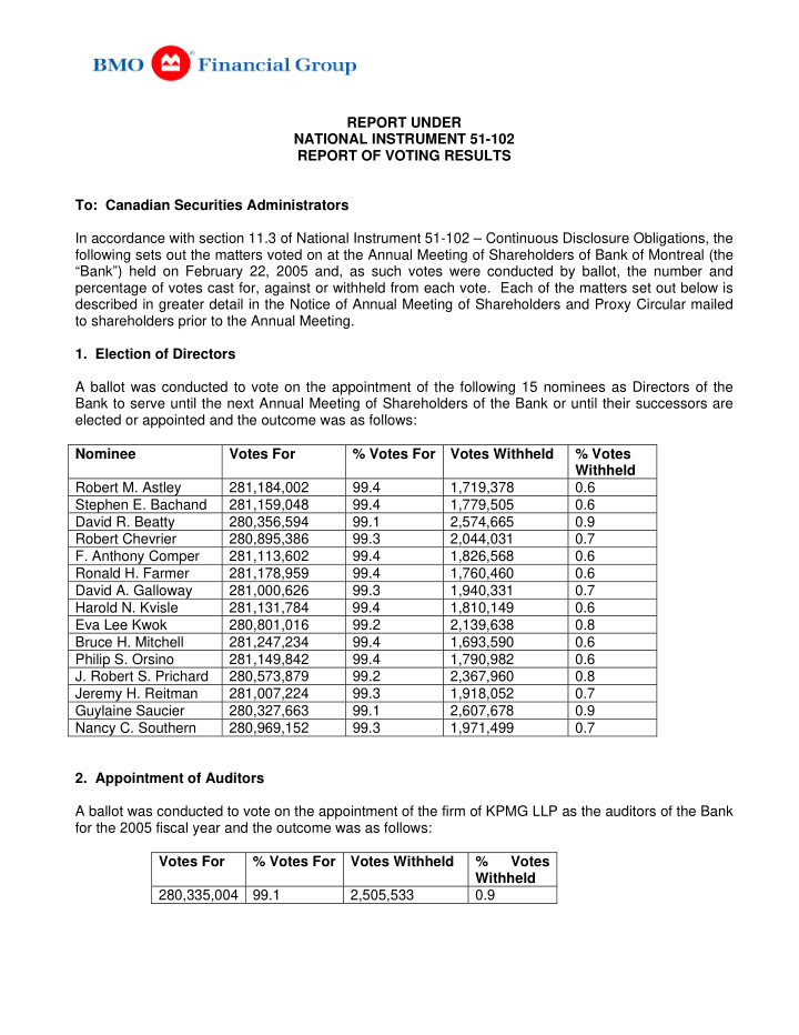 report under national instrument 51 102 report of voting