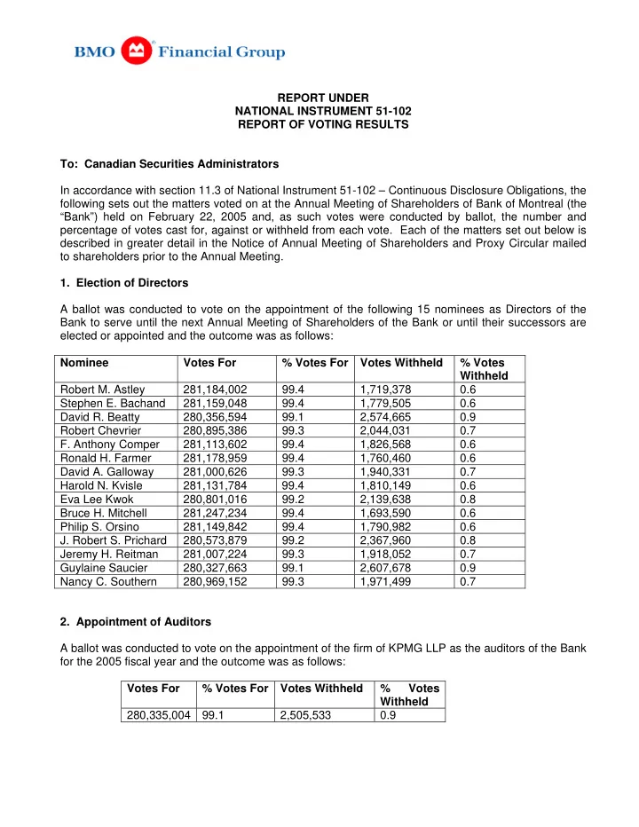 report under national instrument 51 102 report of voting