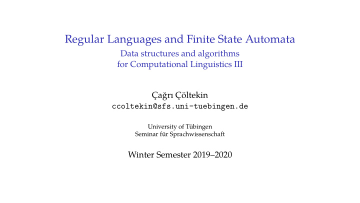 regular languages and finite state automata