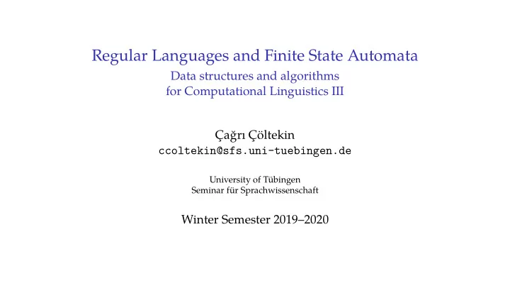 regular languages and finite state automata