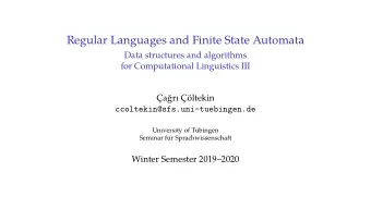 Regular Languages and Finite State Automata  Data structures and algorithms  for Computational