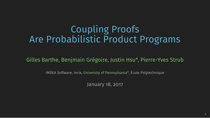 coupling proofs are probabilistic product programs