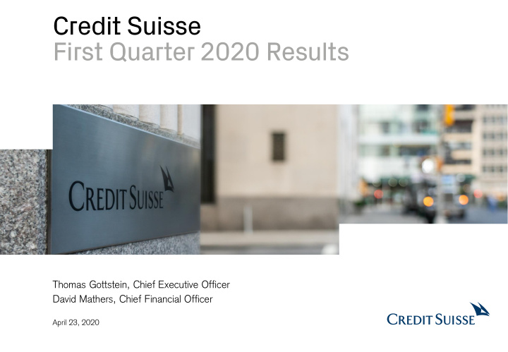 first quarter 2020 results