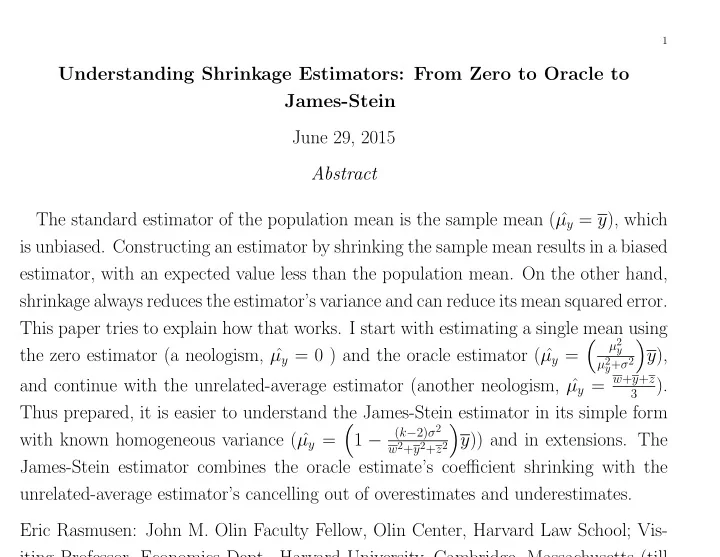 understanding shrinkage estimators from zero to oracle to