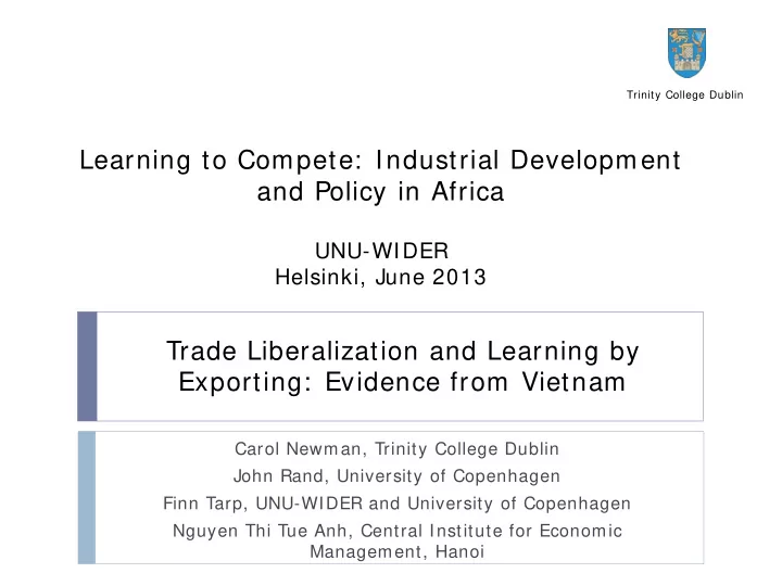 learning to compete industrial development and policy in