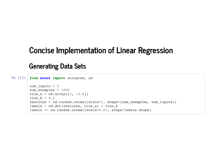 concise implementation of linear regression concise