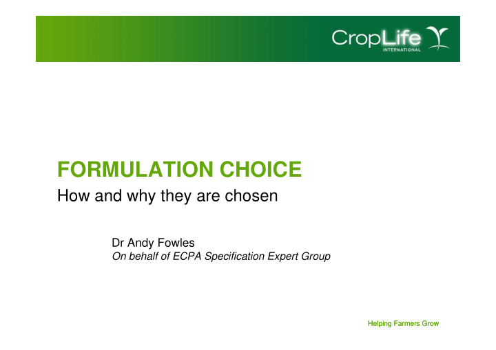 formulation choice