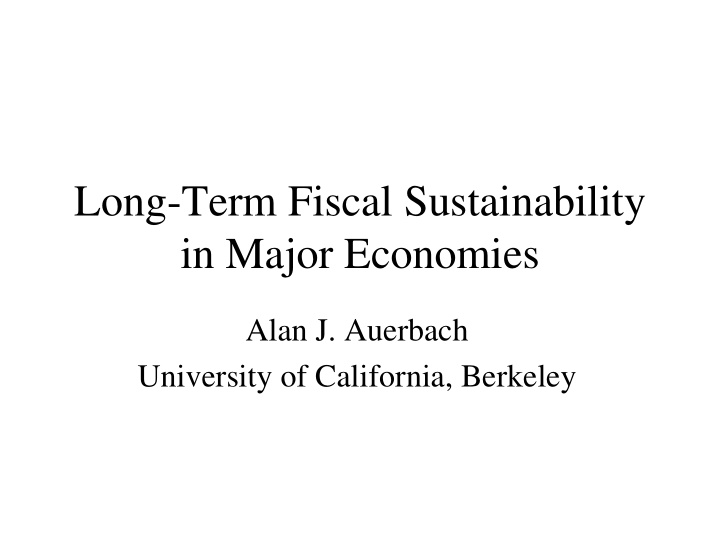 long term fiscal sustainability in major economies