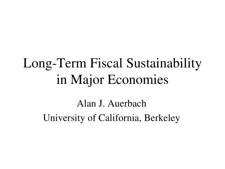 long term fiscal sustainability in major economies