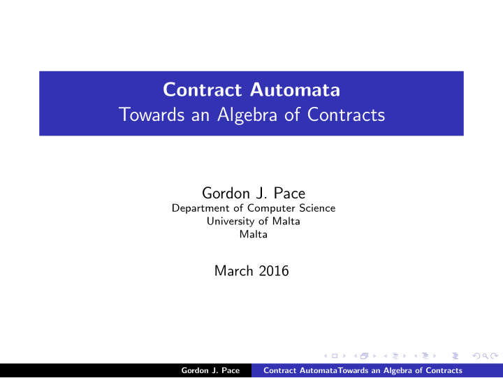 contract automata towards an algebra of contracts