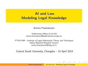 AI and Law  Modeling Legal Knowledge  Enrico Francesconi  Publications Office of the EU