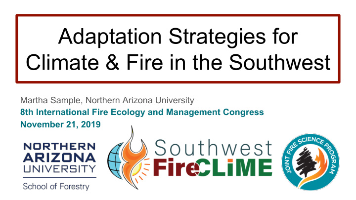 adaptation strategies for climate fire in the southwest