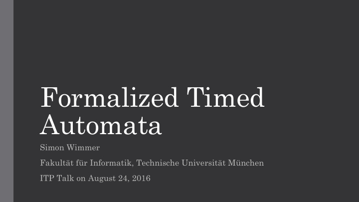 formalized timed automata