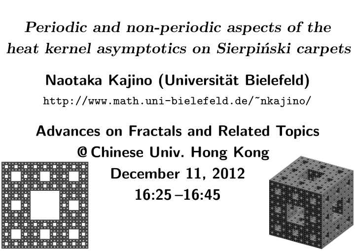 periodic and non periodic aspects of the heat kernel