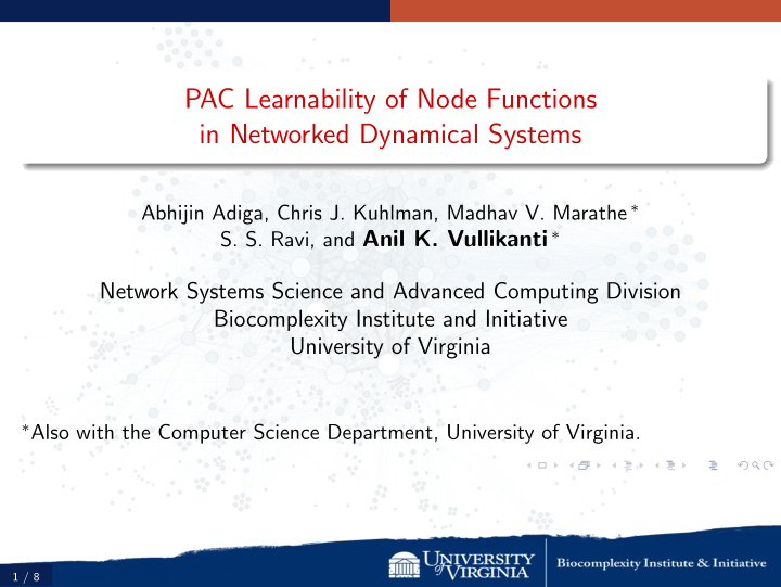 pac learnability of node functions in networked dynamical