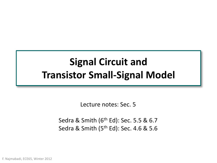 signal circuit and transistor small signal model