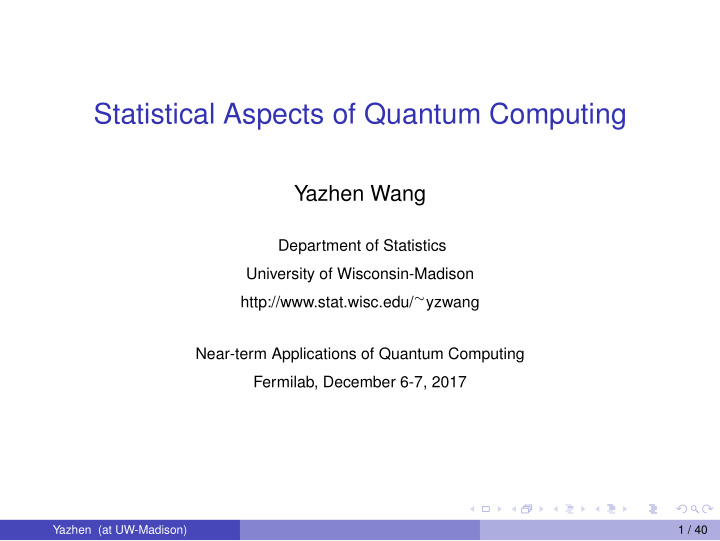 statistical aspects of quantum computing