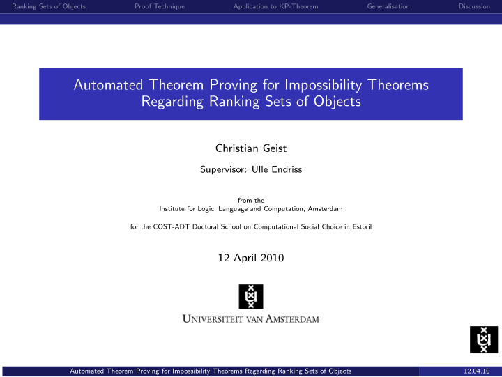 automated theorem proving for impossibility theorems