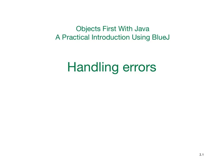 handling errors