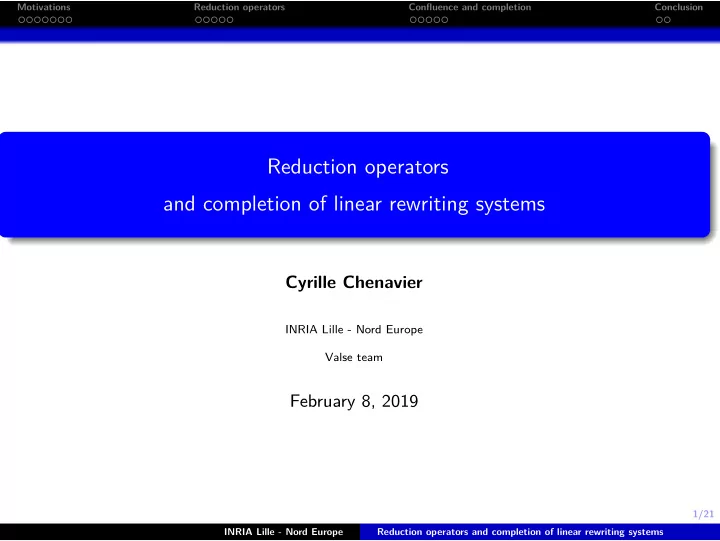 reduction operators and completion of linear rewriting
