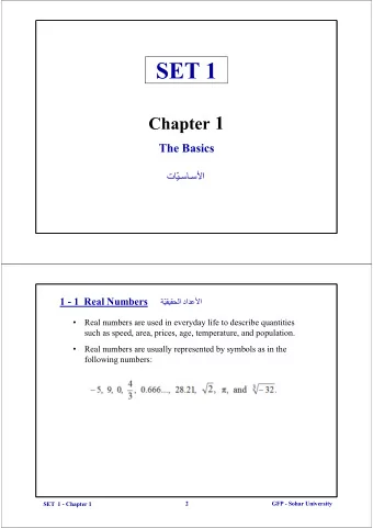 The Basics    1 -1  Real Numbers