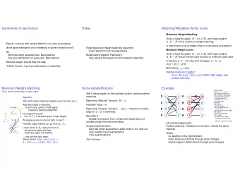 X  u  a  u  a  a  matching.  3  3  3  0  0  1  dashed means matched.  Algorithm No augmenting path