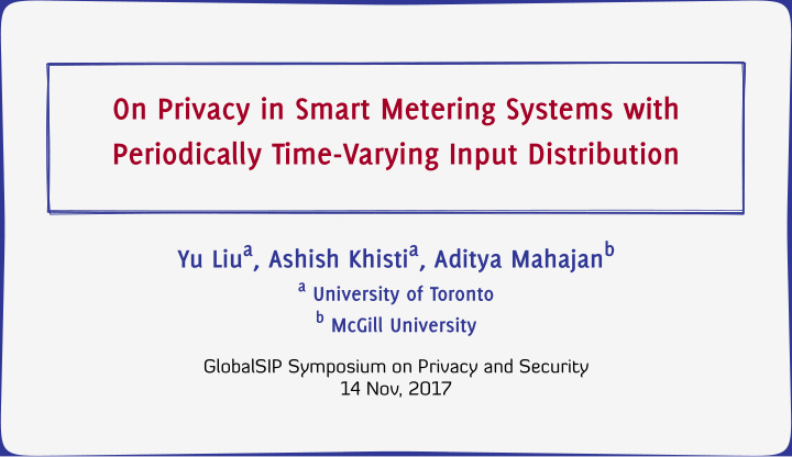 on privacy in smart metering systems with periodically