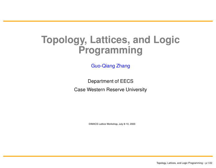 topology lattices and logic programming
