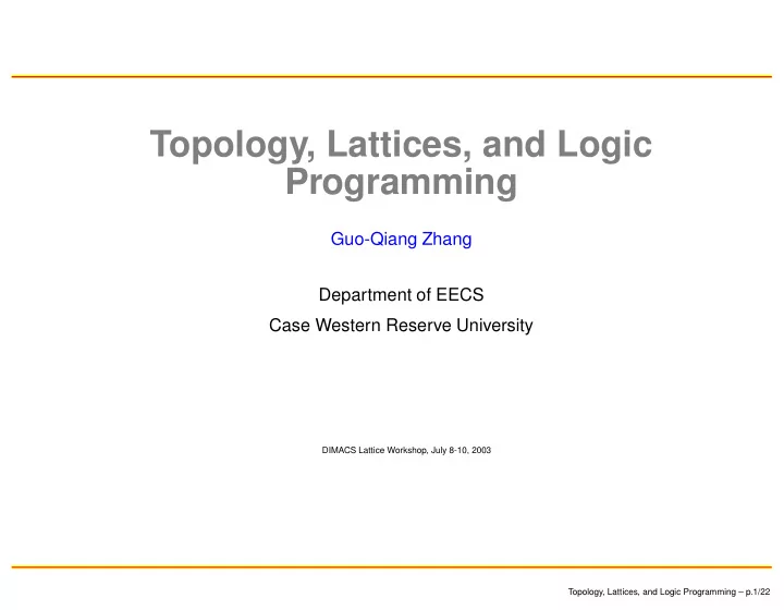 topology lattices and logic programming