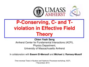 P-Conserving, C- and T-  violation in Effective Field  Theory  Chien Yeah Seng  Amherst Center for