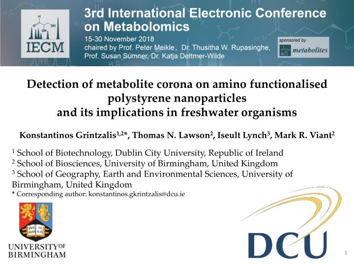detection of metabolite corona on amino functionalised