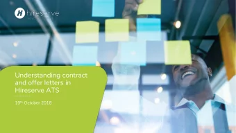 Understanding contract  and offer letters in  Hireserve ATS 19 th October 2018 Understanding