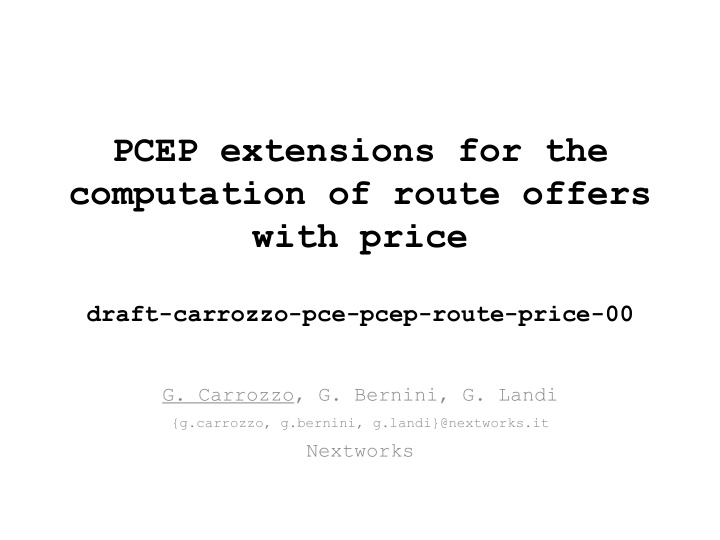 pcep extensions for the computation of route offers with