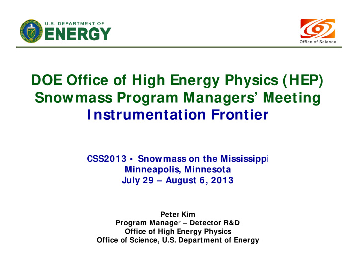 doe office of high energy physics hep snowmass program