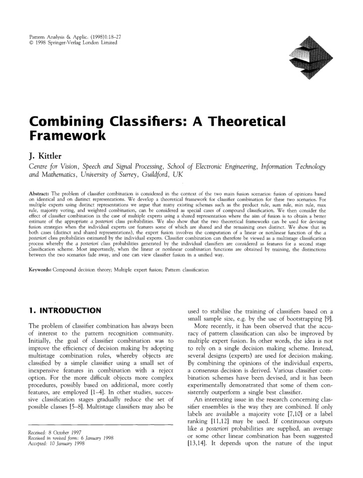 combining classifiers a theoretical framework
