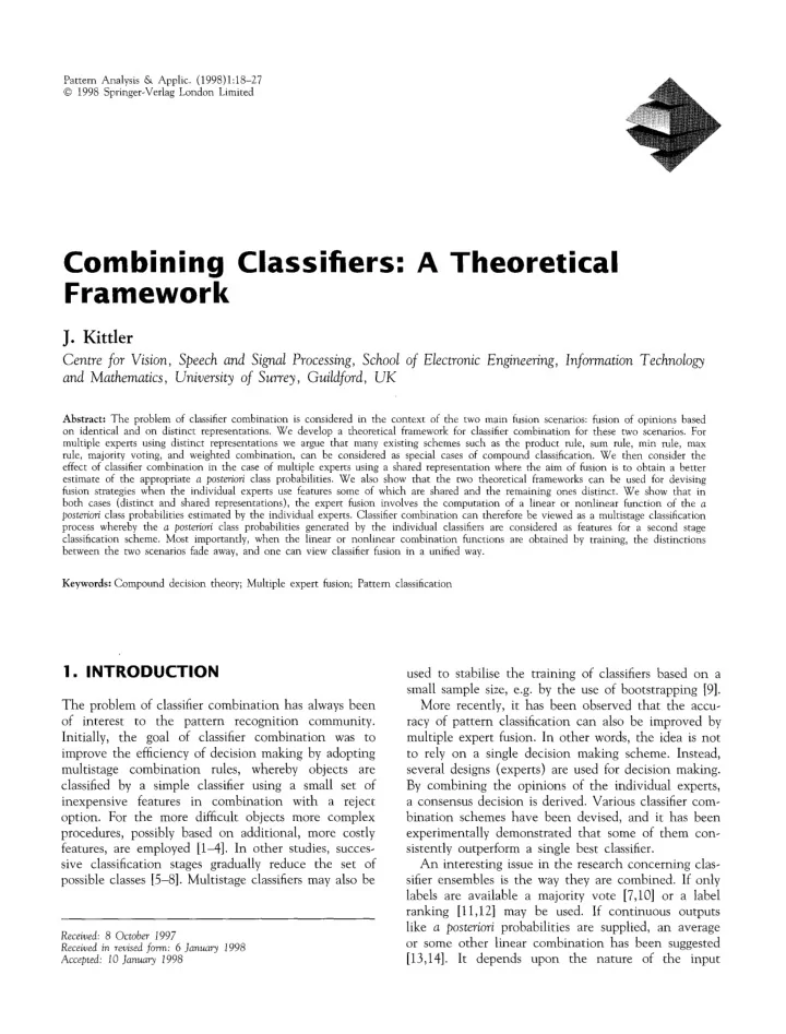 combining classifiers a theoretical framework